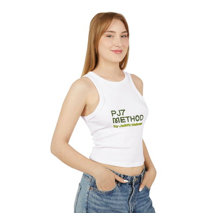 Women's Micro Rib Racer Tank Top- Green PJ7 Method